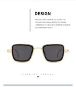 New Vintage Metal Steampunk Sunglasses Men Women Square UV400 - Image 5