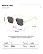 New Vintage Metal Steampunk Sunglasses Men Women Square UV400 - Image 4