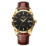 LIGE Fashion Brown Leather Men's Quartz Wristwatches