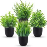 Artificial Plants Small Faux Plants Black for Bathroom Home Office Table Decor Indoor