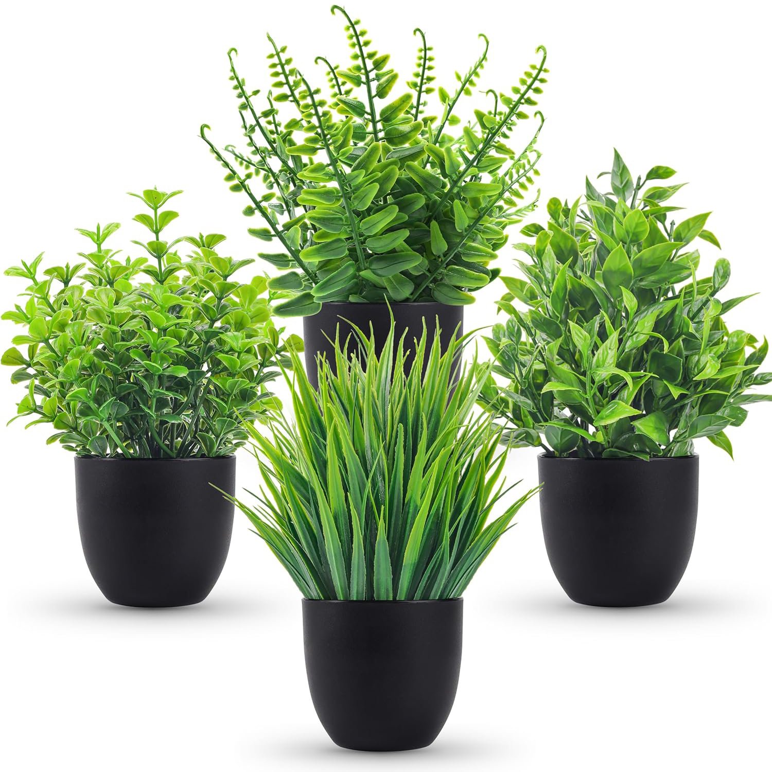 -1089659287243186025 Artificial Plants Small Faux Plants Black for Bathroom Home Office Table Decor Indoor - Image 1